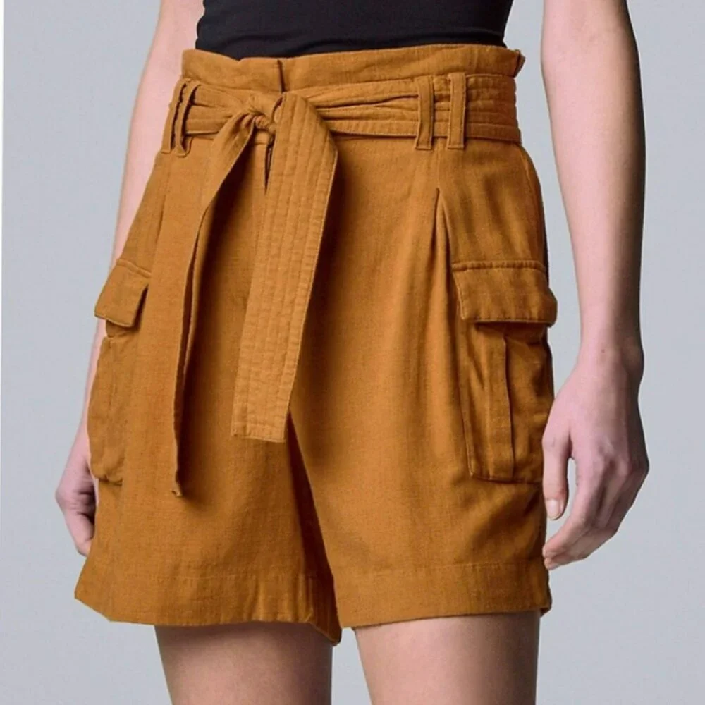 Simply Vera Vera Wang Sierra Brk Viscose Linen Cargo Shorts NWT Women's Size S - Picture 1 of 7